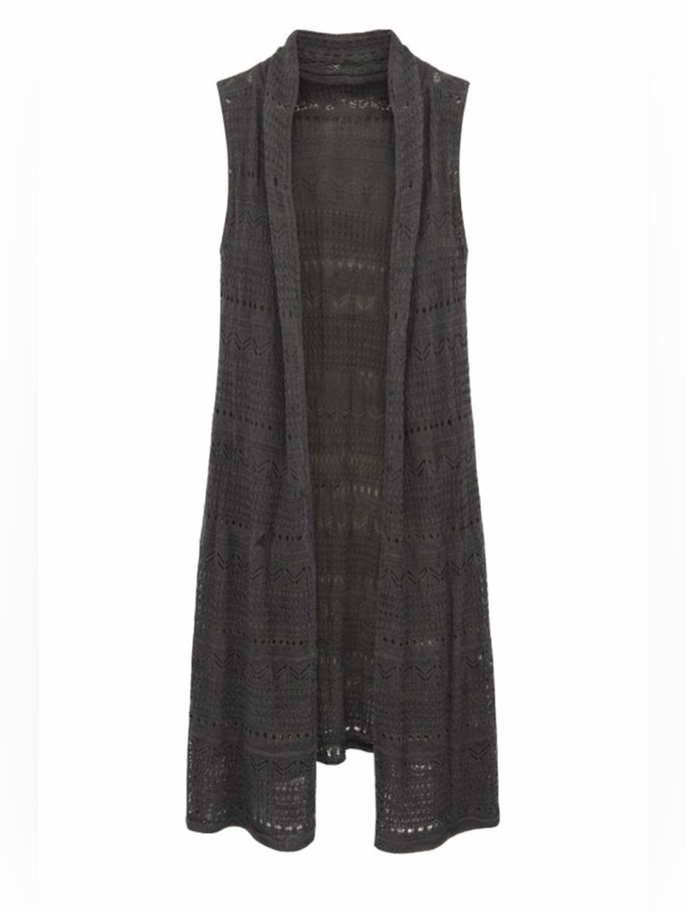 Forever 21 Womens Black Sleeveless Crochet Knit Vest Cardigan Size S